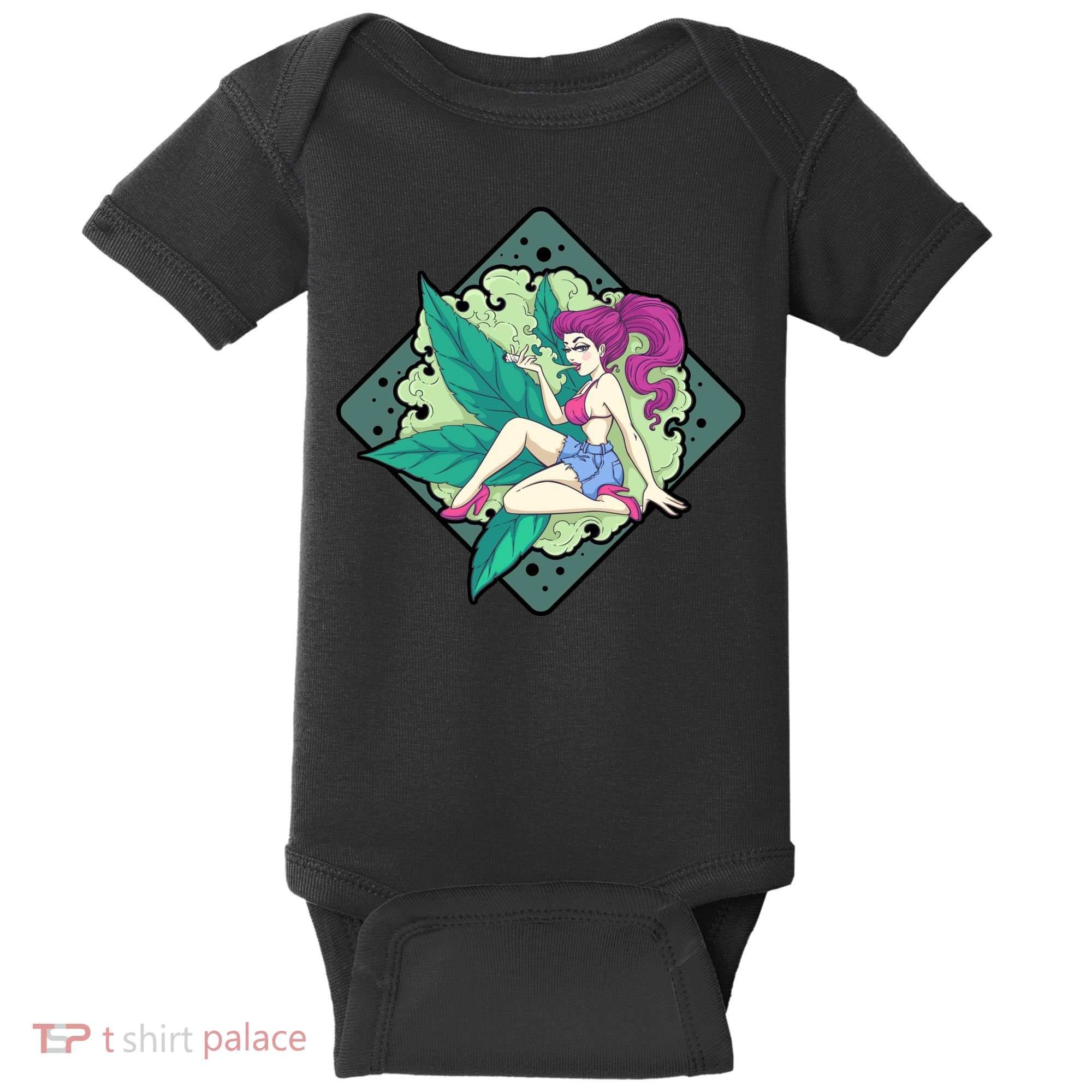 Lady Smoking Cannabis Diamond Baby Bodysuit