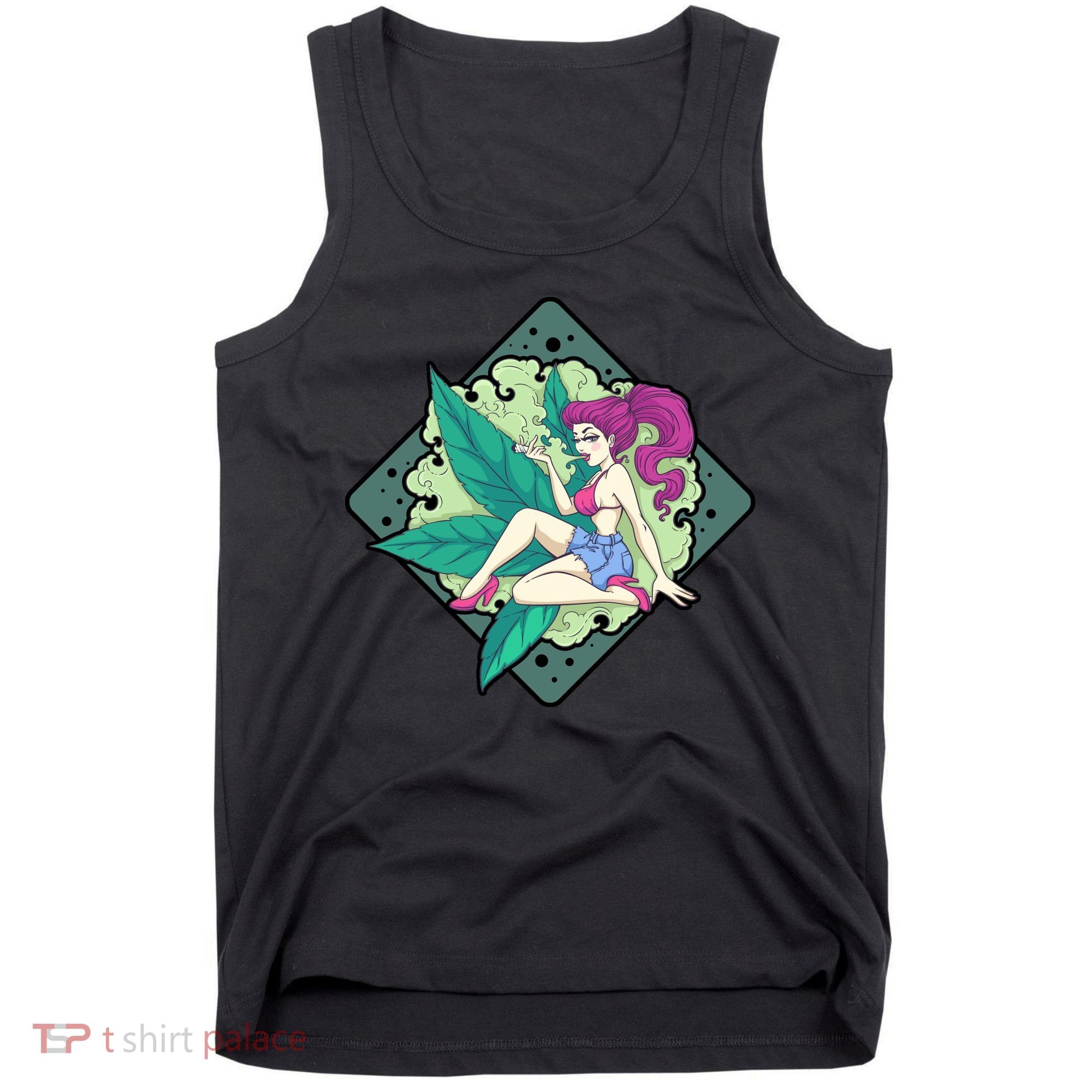 Lady Smoking Cannabis Diamond Tank Top
