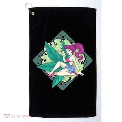 Lady Smoking Cannabis Diamond Golf Towel