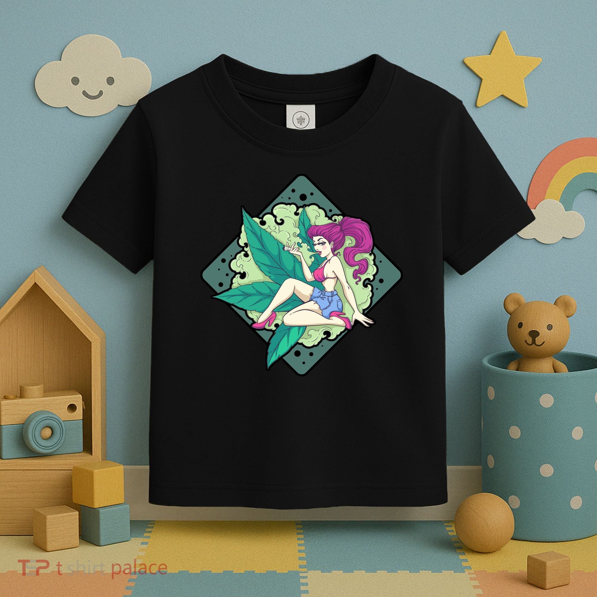 Lady Smoking Cannabis Diamond Toddler T-Shirt
