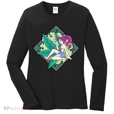 Lady Smoking Cannabis Diamond Women's Long Sleeve Shirt