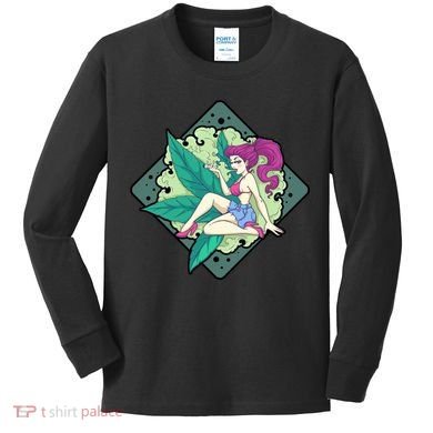 Lady Smoking Cannabis Diamond Kids Long Sleeve Shirt