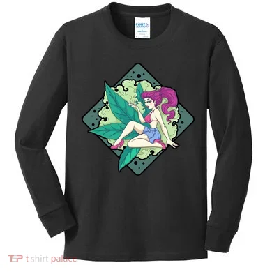 Lady Smoking Cannabis Diamond Kids Long Sleeve Shirt