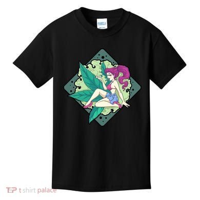 Lady Smoking Cannabis Diamond Kids T-Shirt