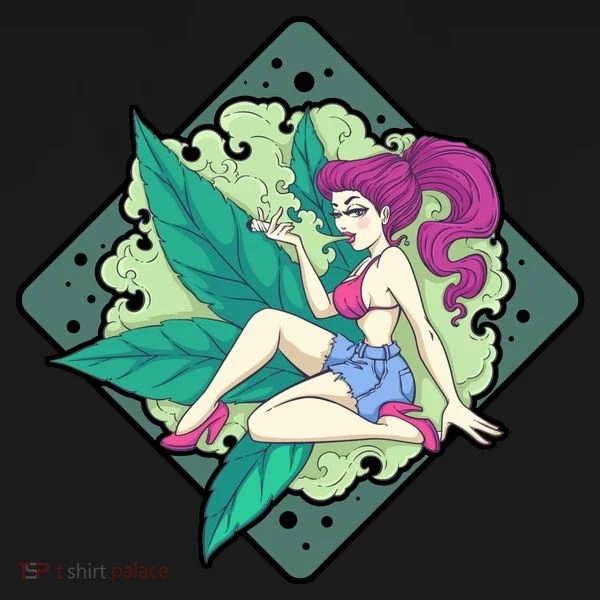 Lady Smoking Cannabis Diamond Kids T-Shirt