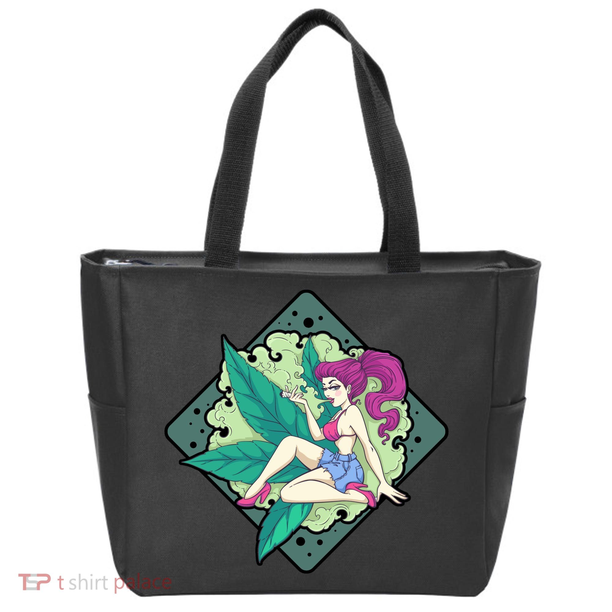 Lady Smoking Cannabis Diamond Tote Bag