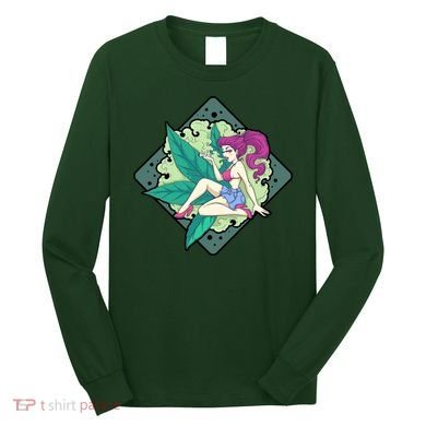 Lady Smoking Cannabis Diamond Long Sleeve Shirt