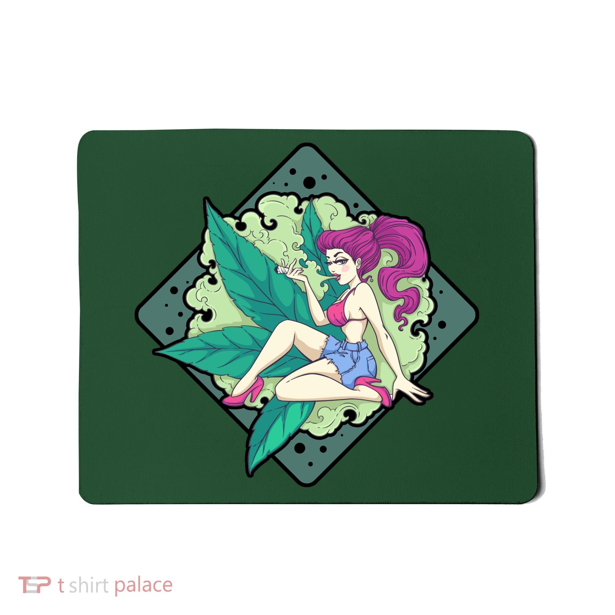 Lady Smoking Cannabis Diamond Mousepad