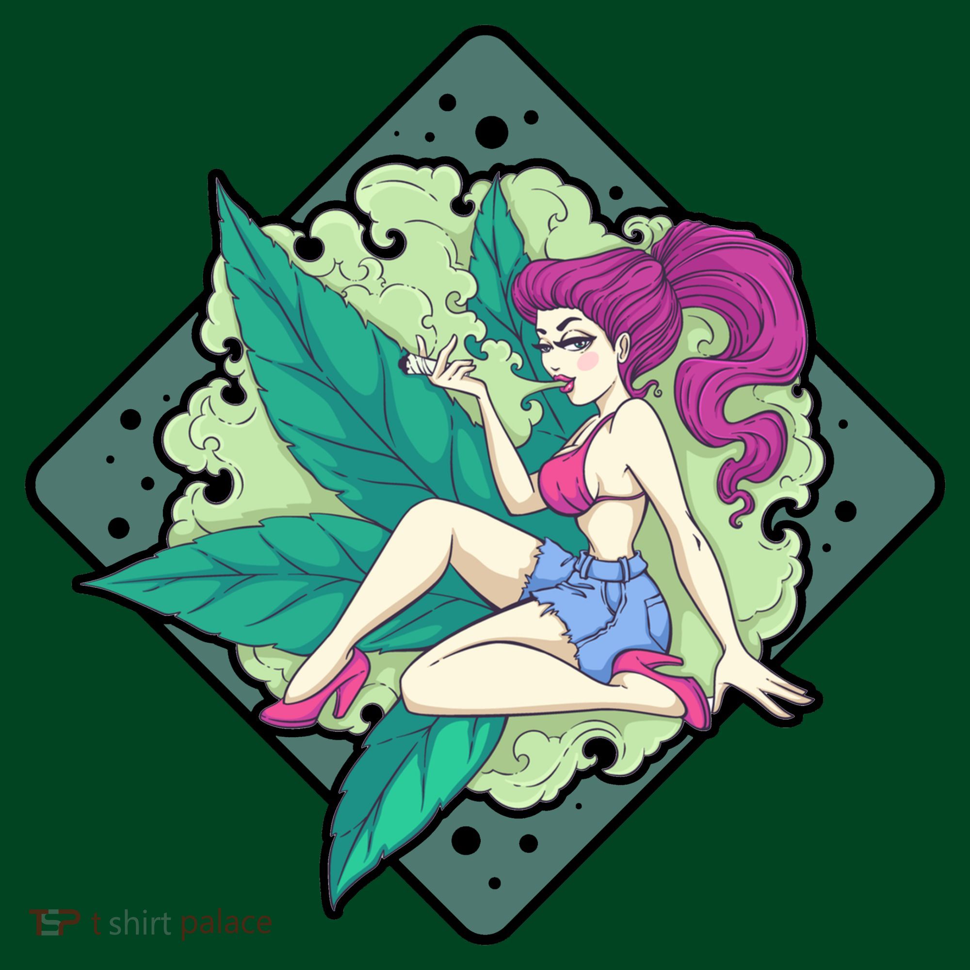 Lady Smoking Cannabis Diamond Women's T-Shirt