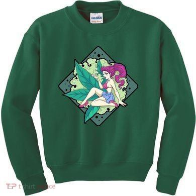 Lady Smoking Cannabis Diamond Kids Sweatshirt