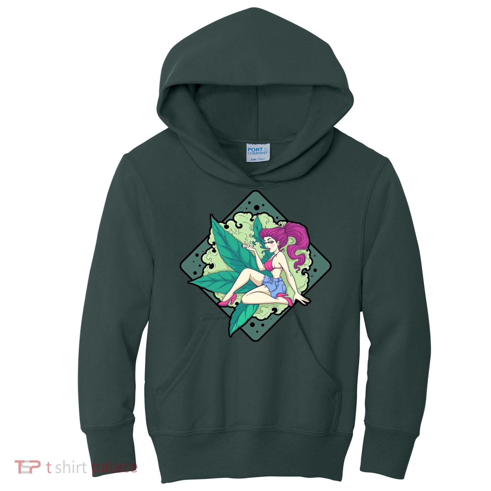 Lady Smoking Cannabis Diamond Kids Hoodie