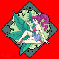 Lady Smoking Cannabis Diamond Santa Hat thumb 1