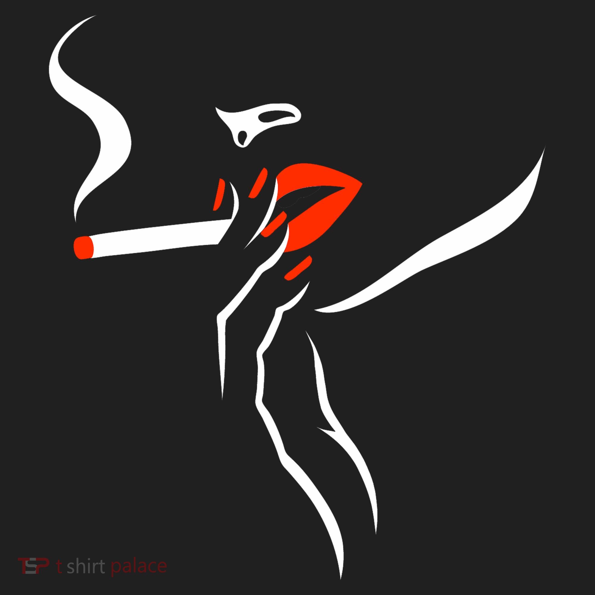 Lady Smoking Simplistic Silhouette Women's Sweatshirt