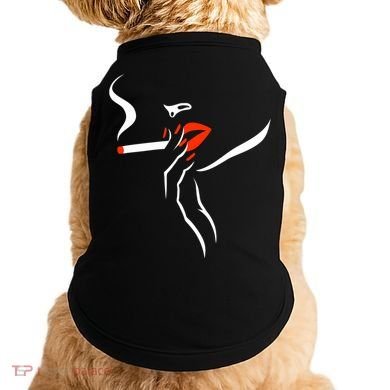 Lady Smoking Simplistic Silhouette Doggie Tank
