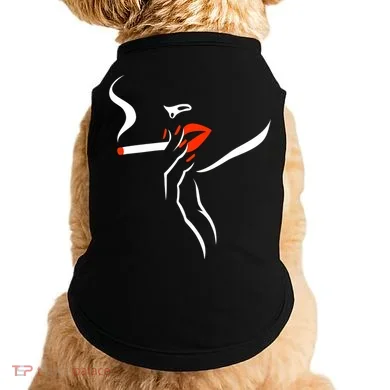 Lady Smoking Simplistic Silhouette Doggie Tank