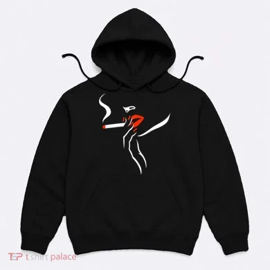 Lady Smoking Simplistic Silhouette Hoodie