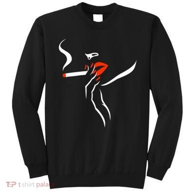 Lady Smoking Simplistic Silhouette Sweatshirt