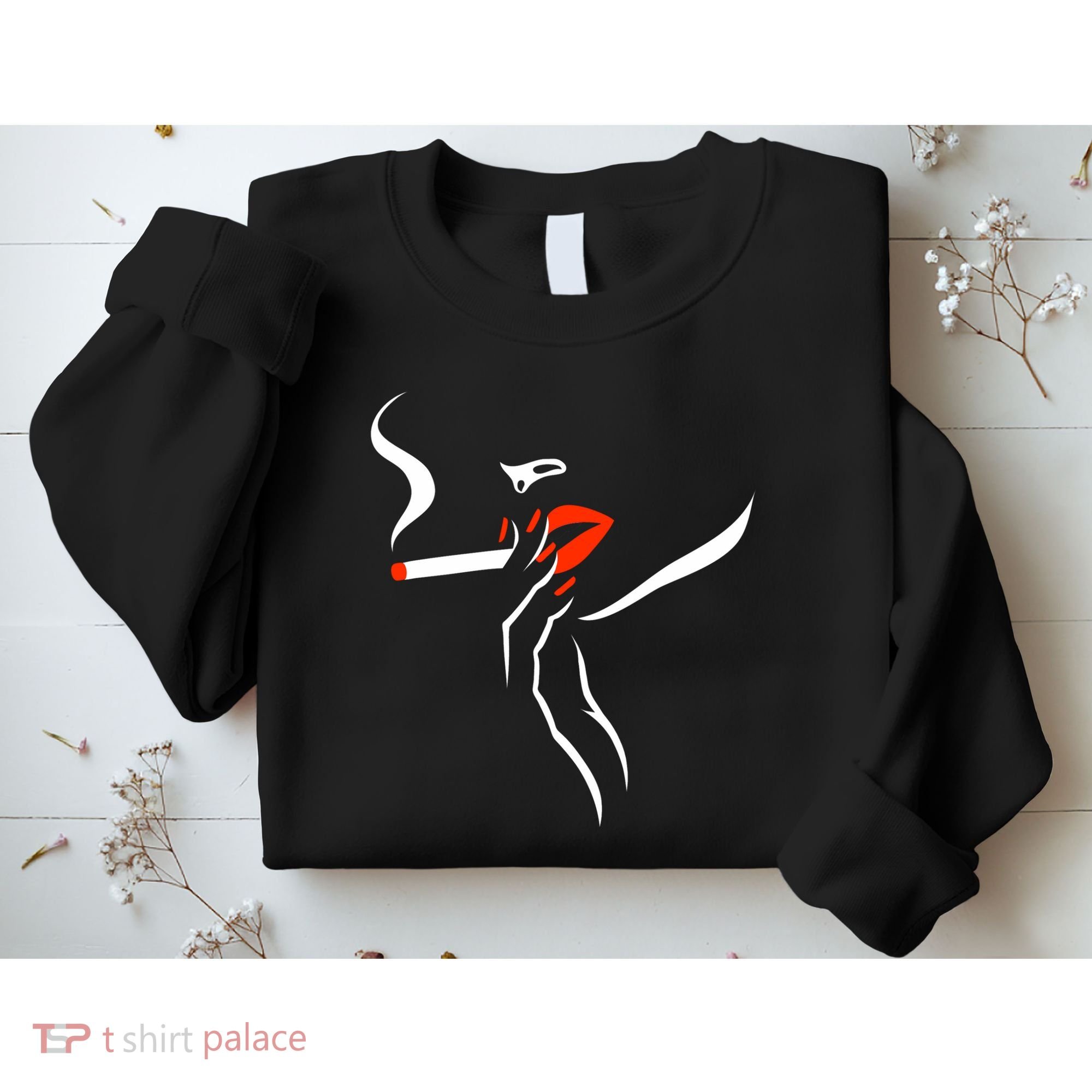 Lady Smoking Simplistic Silhouette Sweatshirt