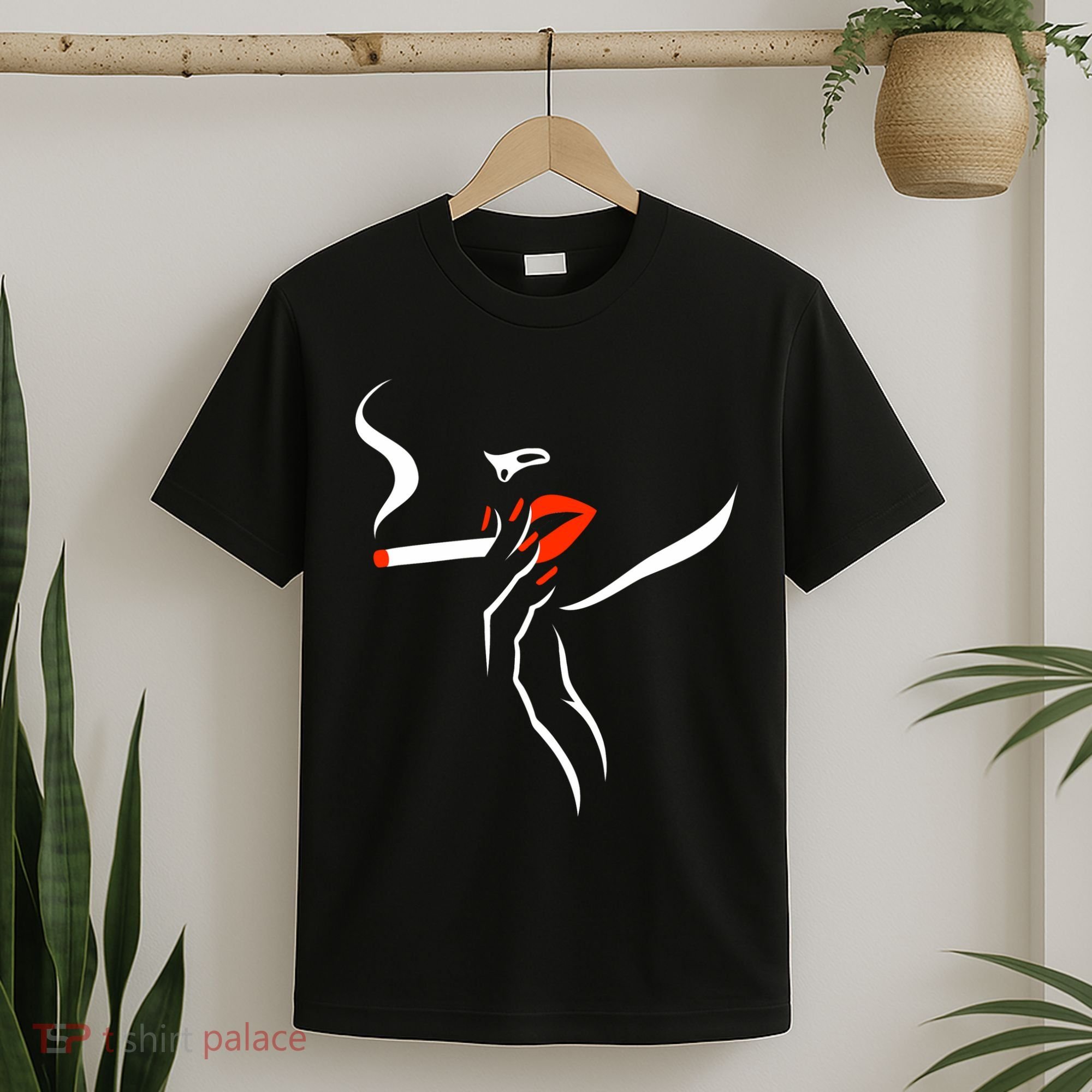 Lady Smoking Simplistic Silhouette T-Shirt