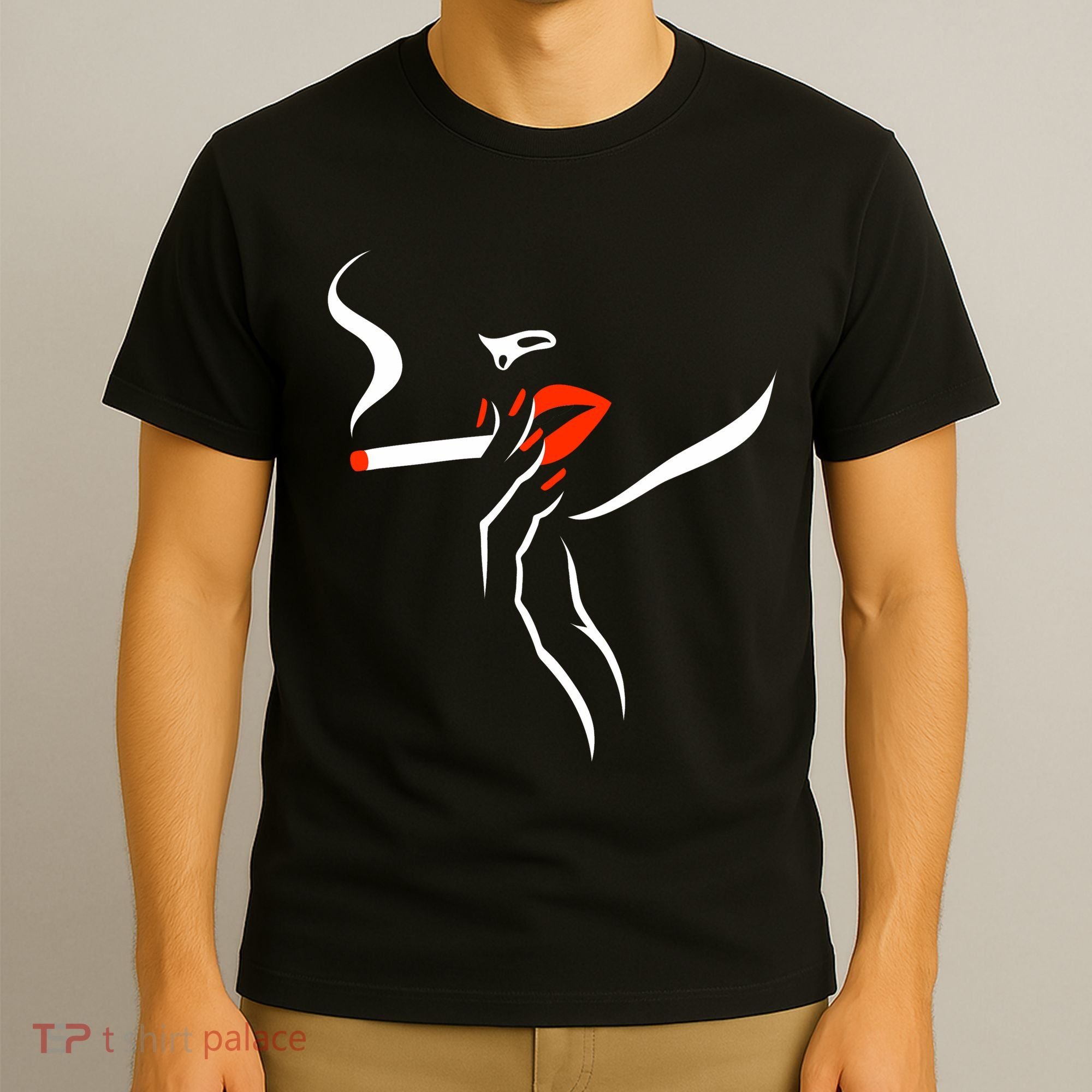 Lady Smoking Simplistic Silhouette T-Shirt