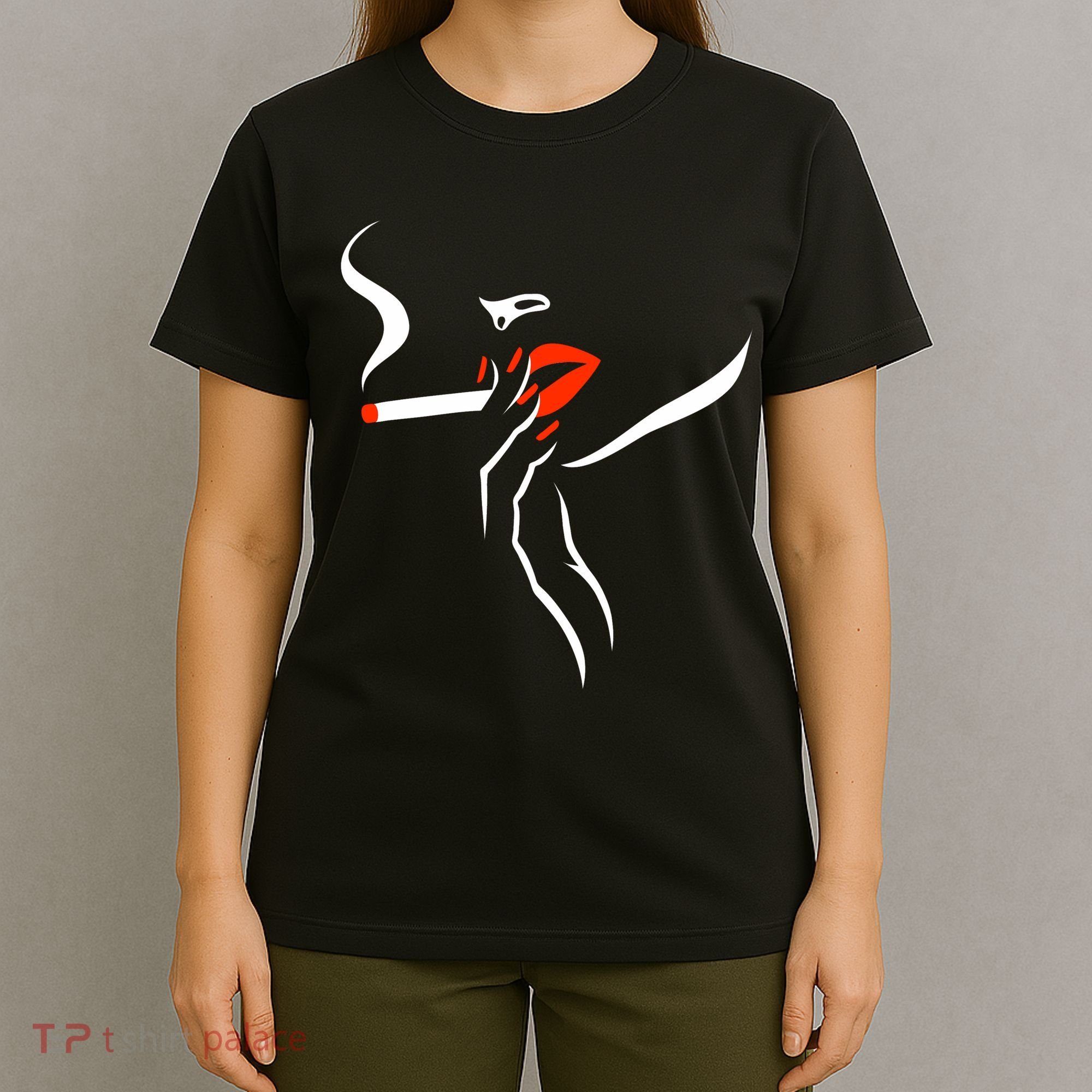 Lady Smoking Simplistic Silhouette T-Shirt