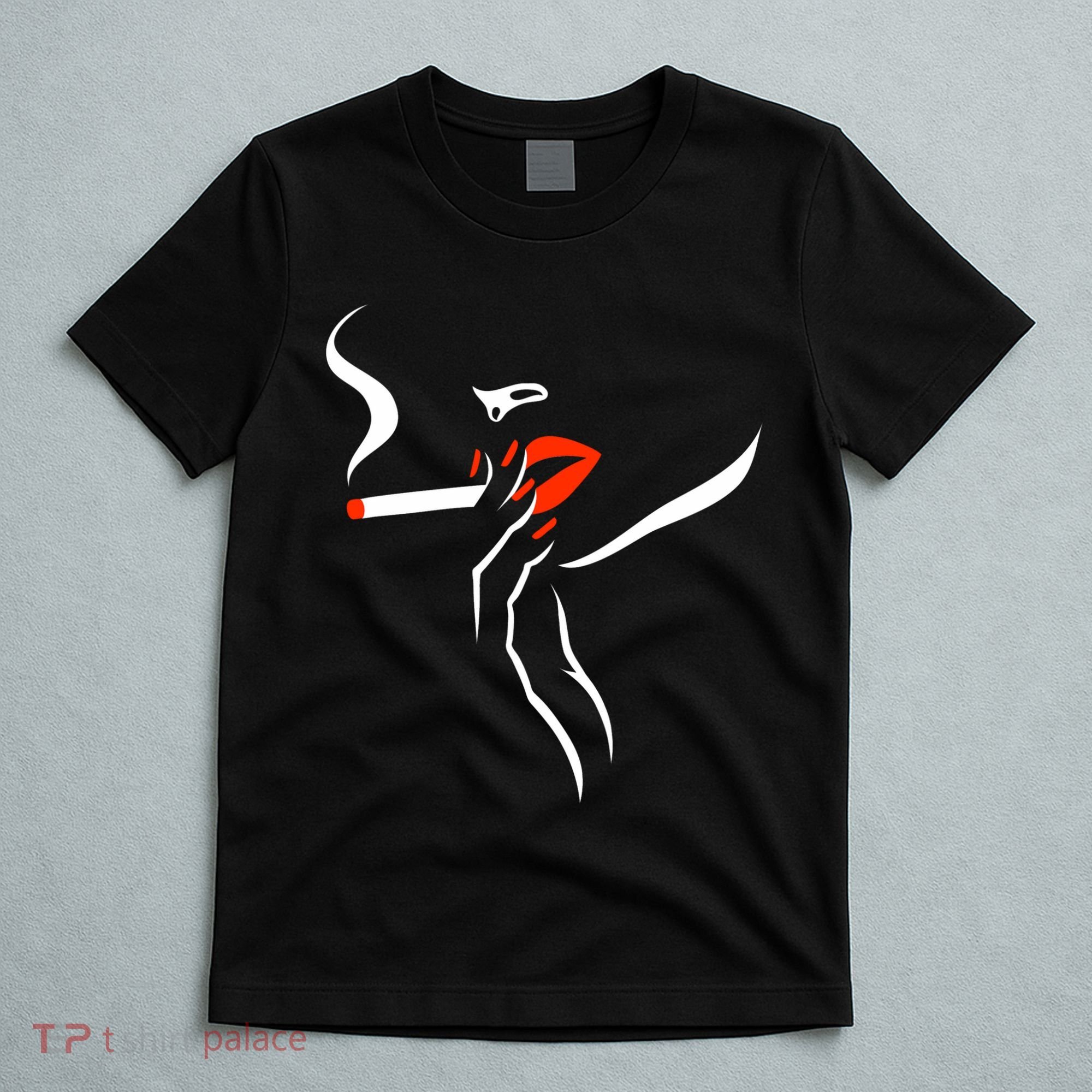 Lady Smoking Simplistic Silhouette T-Shirt