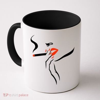 Lady Smoking Simplistic Silhouette Coffee Mug