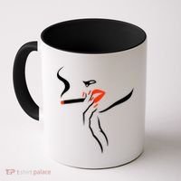 Lady Smoking Simplistic Silhouette Coffee Mug thumb 0