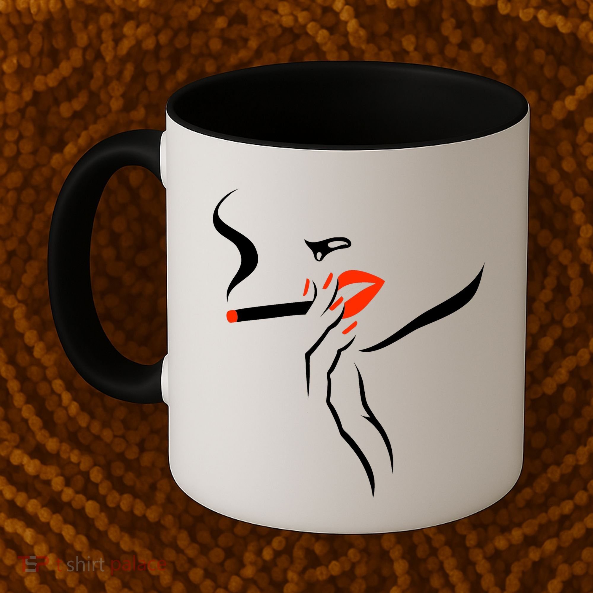 Lady Smoking Simplistic Silhouette Coffee Mug