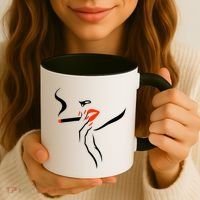 Lady Smoking Simplistic Silhouette Coffee Mug thumb 3