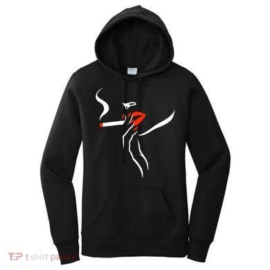 Lady Smoking Simplistic Silhouette Women's Hoodie