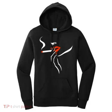 Lady Smoking Simplistic Silhouette Women's Hoodie