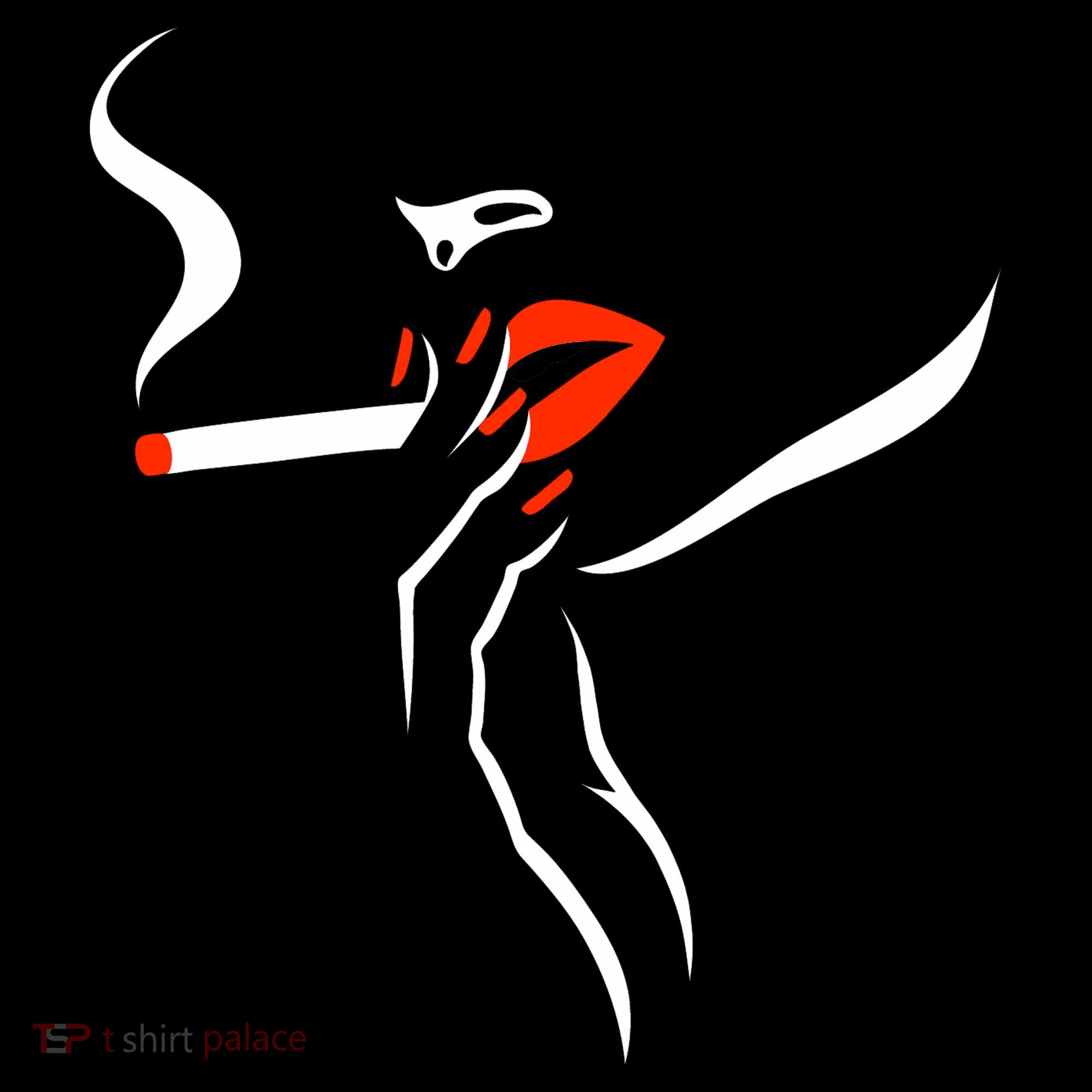 Lady Smoking Simplistic Silhouette Mousepad