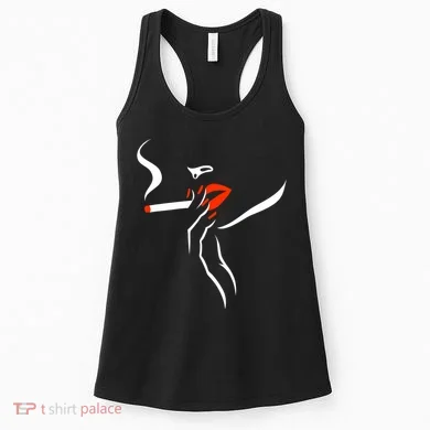 Lady Smoking Simplistic Silhouette Women's Tank Top
