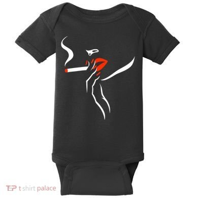 Lady Smoking Simplistic Silhouette Baby Bodysuit