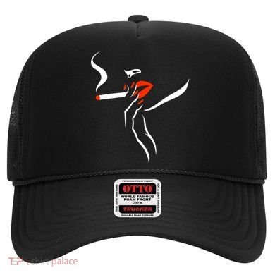 Lady Smoking Simplistic Silhouette Hat