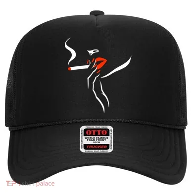 Lady Smoking Simplistic Silhouette Hat