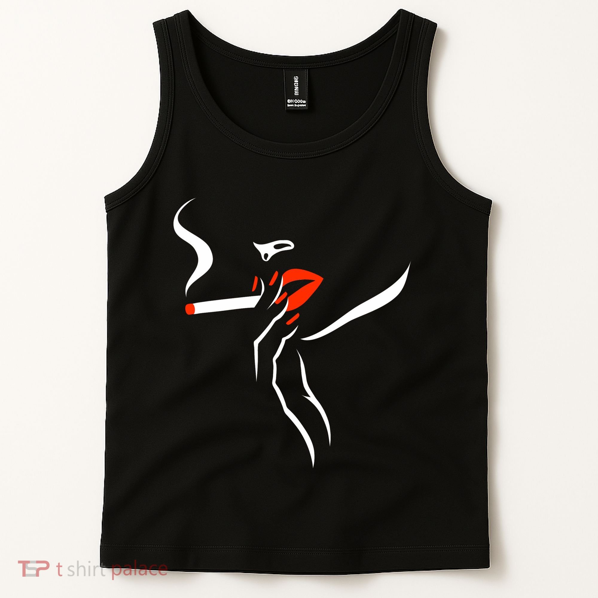 Lady Smoking Simplistic Silhouette Tank Top