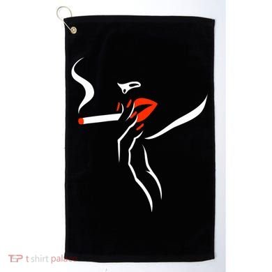 Lady Smoking Simplistic Silhouette Golf Towel