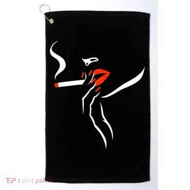 Lady Smoking Simplistic Silhouette Golf Towel