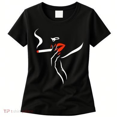 Lady Smoking Simplistic Silhouette Women's T-Shirt