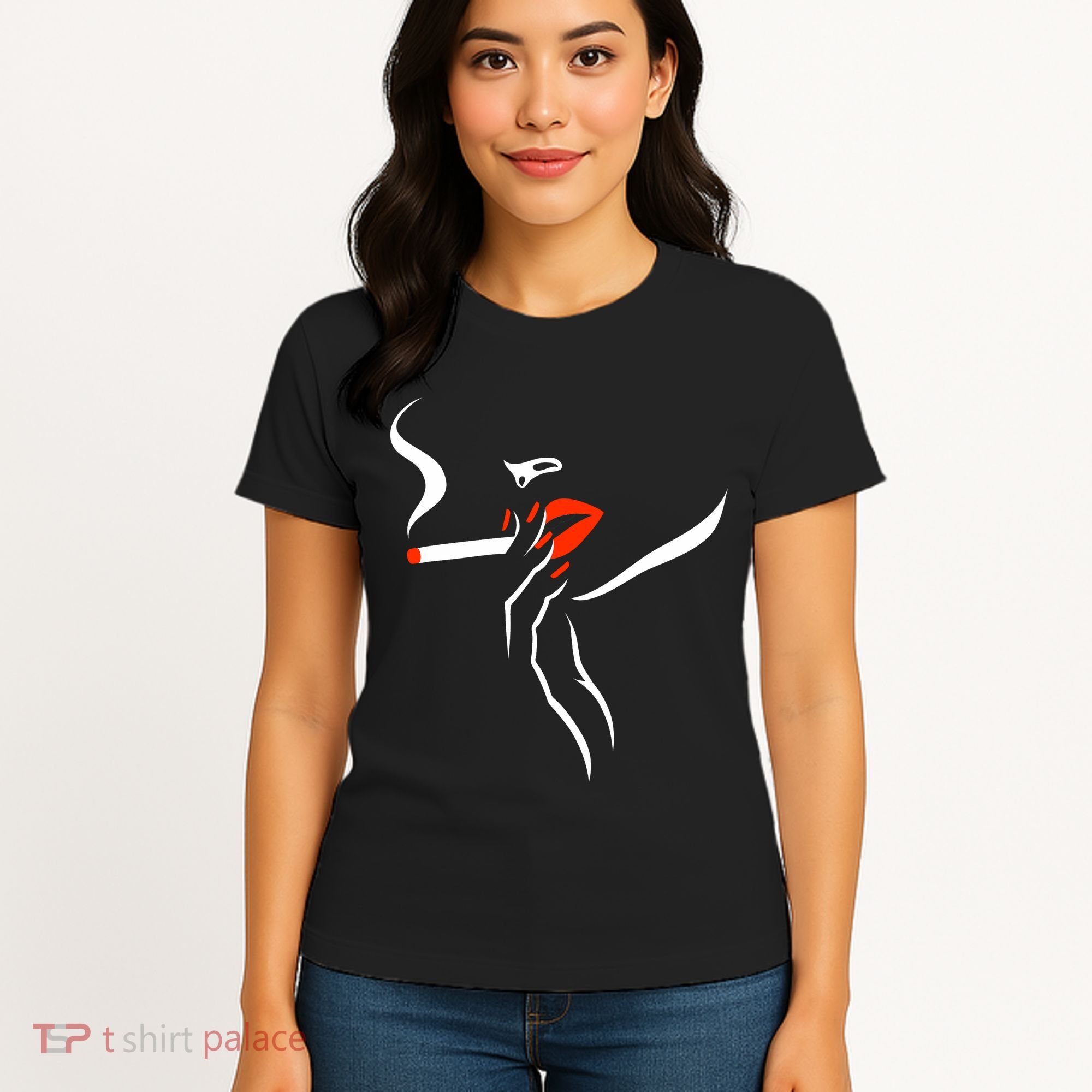 Lady Smoking Simplistic Silhouette Women's T-Shirt