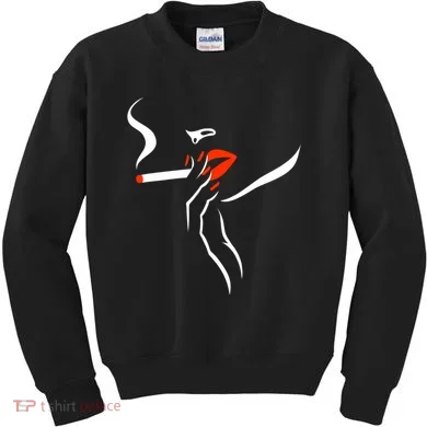 Lady Smoking Simplistic Silhouette Kids Sweatshirt