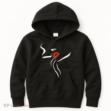 Lady Smoking Simplistic Silhouette Kids Hoodie