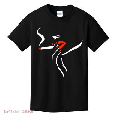 Lady Smoking Simplistic Silhouette Kids T-Shirt