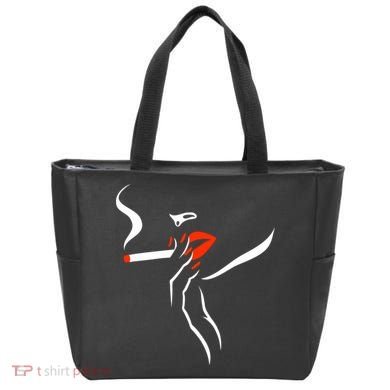 Lady Smoking Simplistic Silhouette Tote Bag