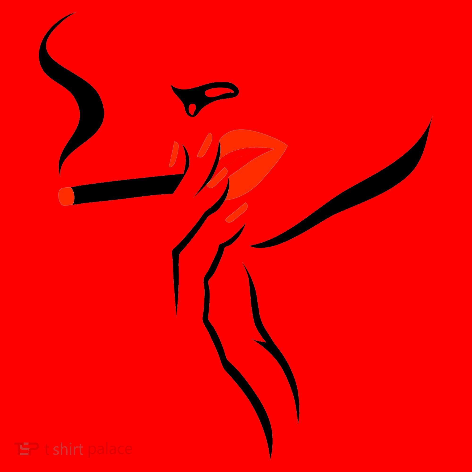 Lady Smoking Simplistic Silhouette Santa Hat
