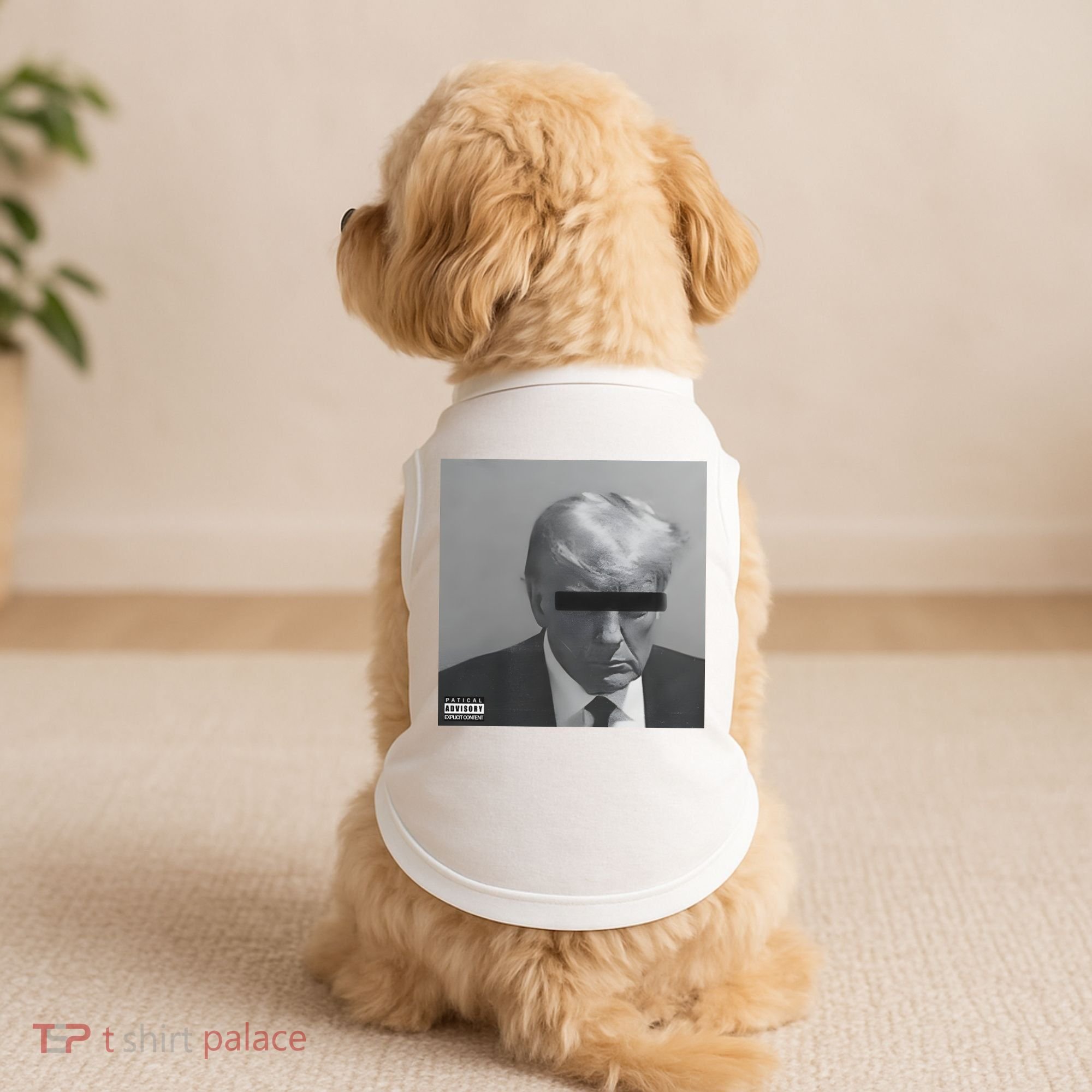 Liberal Advisory Explicit Content Trump Mugshot Doggie Tank