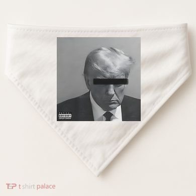 Liberal Advisory Explicit Content Trump Mugshot USA-Made Doggie Bandana