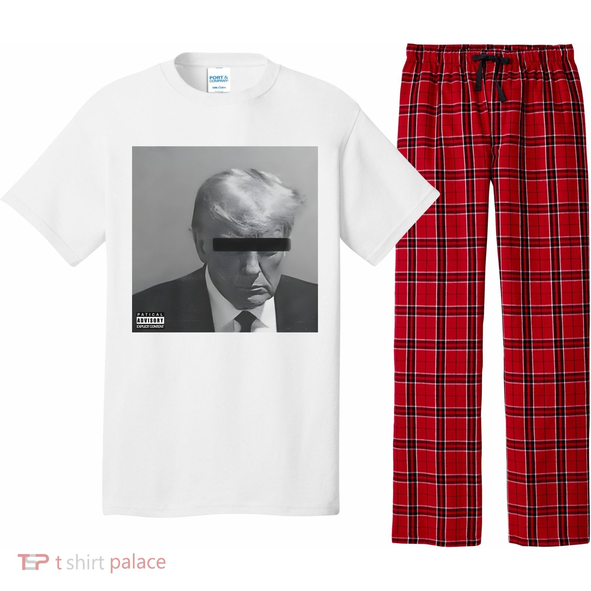 Liberal Advisory Explicit Content Trump Mugshot Pajama Set